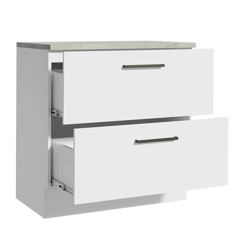 Mueble de Cocina Bajo Agata 80 cm 2 Cajones Blanco
