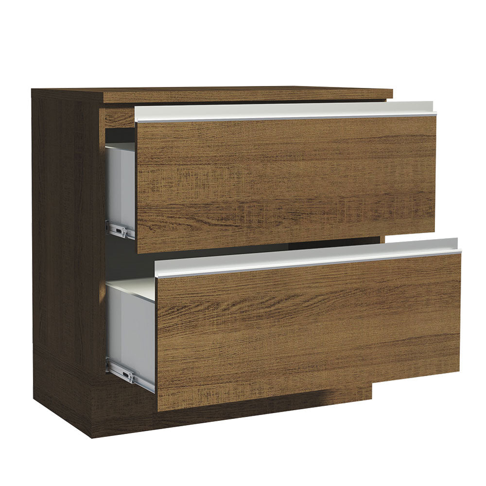 Mueble de Cocina Bajo Glamy 80 cm 2 Cajones Marrón