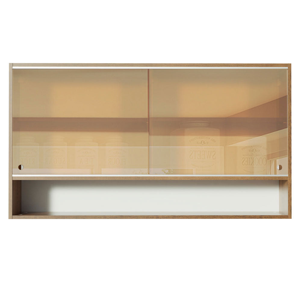 Mueble de Cocina Superior Glamy 1.20 m 2 Puertas Corredizas de Cristal Reflex 1 Nicho Marrón