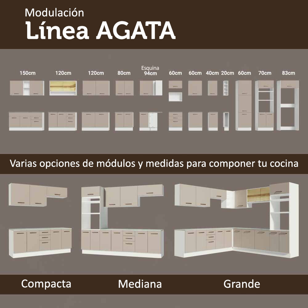 Mueble de Cocina para Nevera Agata 1 Puerta Abatible Blanco/Crema
