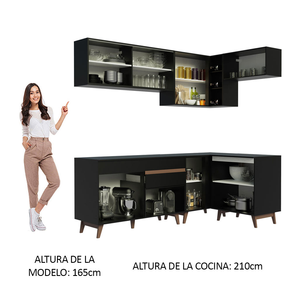 Cocina Integral de Esquina Reims 3.30 m con Encimera Negro 02