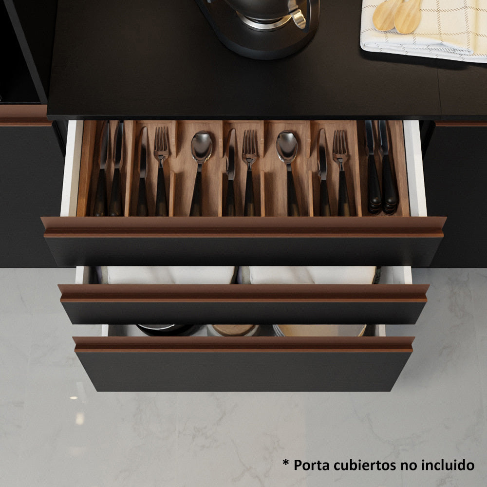 Cocina Integral de Esquina Reims 4.60 m con Encimera Negro 03