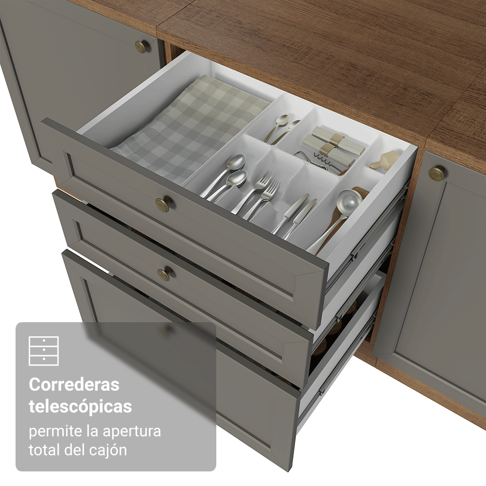Cocina Integral de Esquina Vik 4.00 m Marrón/Gris 02