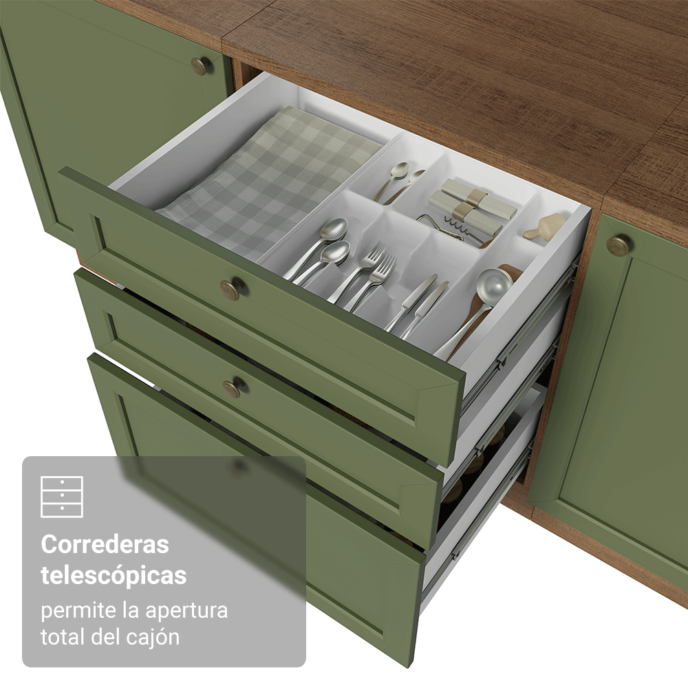 Cocina Integral de Esquina Vik 4.00 m Marrón/Verde 02