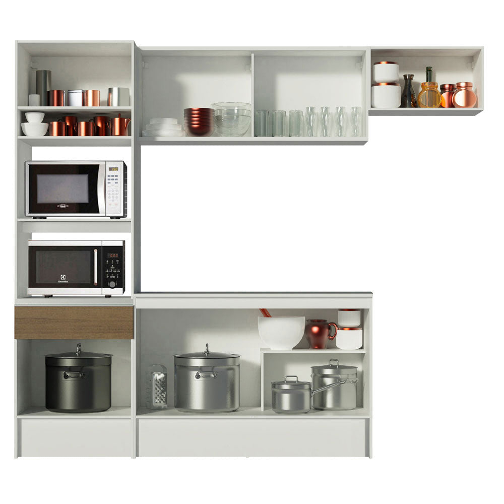 Cocina Integral Topazio 2.40 m con Encimera Blanco/Marrón 01