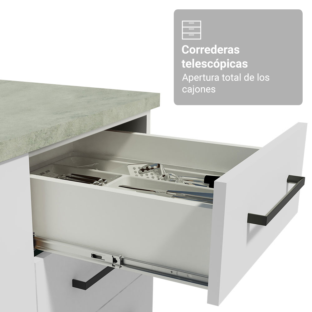 Conjunto de Mueble para Baño Agata 1.20 m 3 Puertas 3 Cajones Blanco