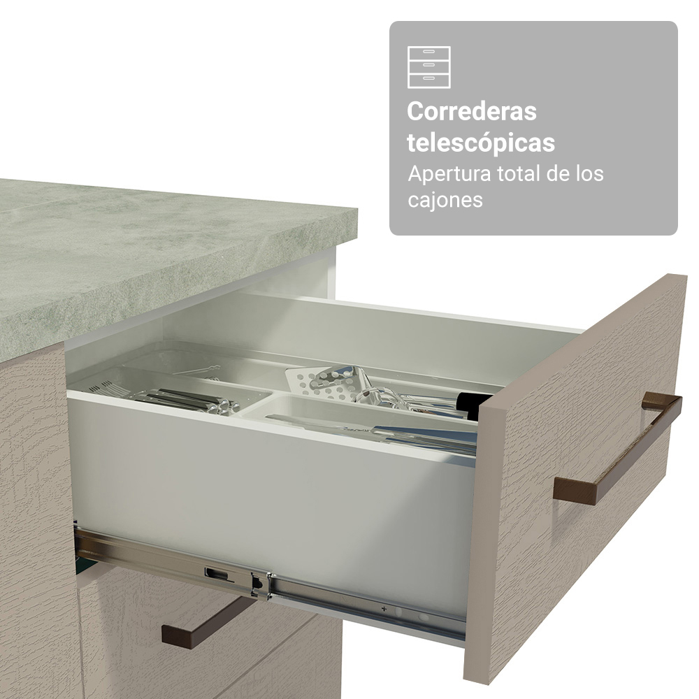 Conjunto de Mueble para Baño Agata 1.20 m 3 Puertas 3 Cajones Blanco/Crema