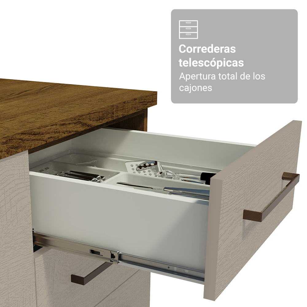 Conjunto de Mueble para Baño Agata 1.20 m 3 Puertas 3 Cajones Marrón/Crema