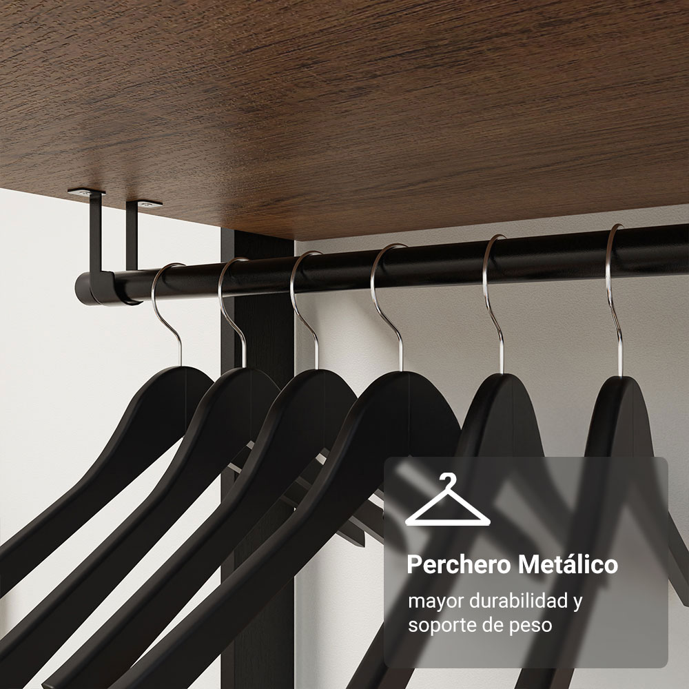 Clóset Modulado Abierto Valencia 4 Cajones 14 Niveles 180 cm x 258 cm x 45 cm Marrón/Negro 01