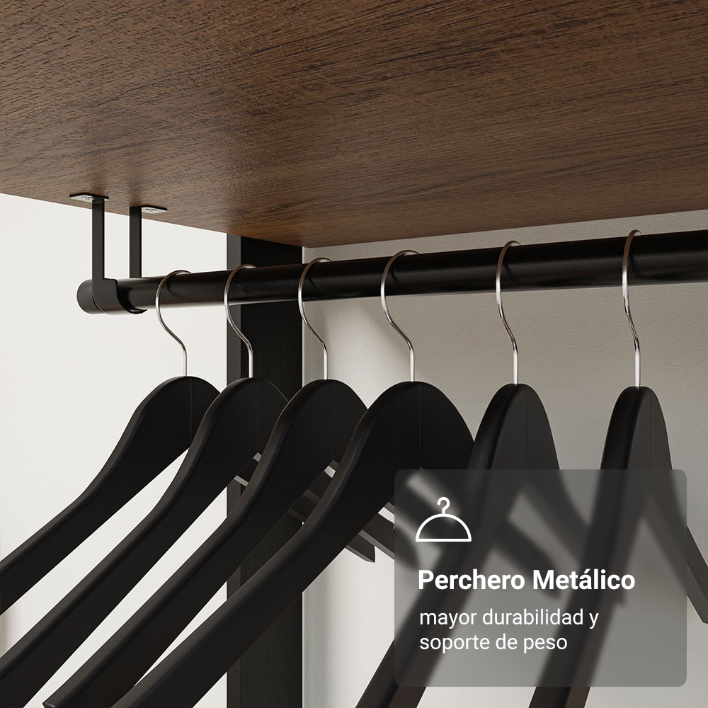 Clóset Modulado Abierto Valencia 4 Cajones 19 Niveles 180 cm x 317 cm Marrón/Negro 01