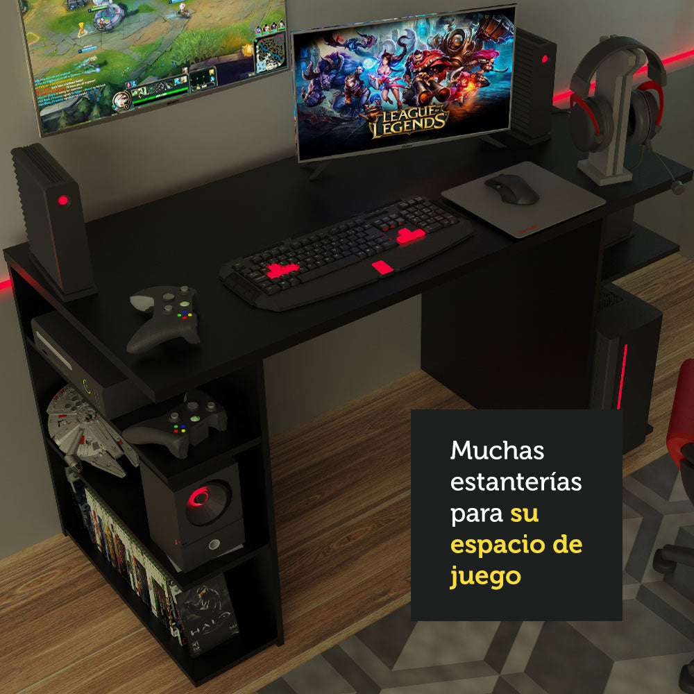 Escritorio Gamer Moderno + Panel para TV Hasta 50 Pulgadas
