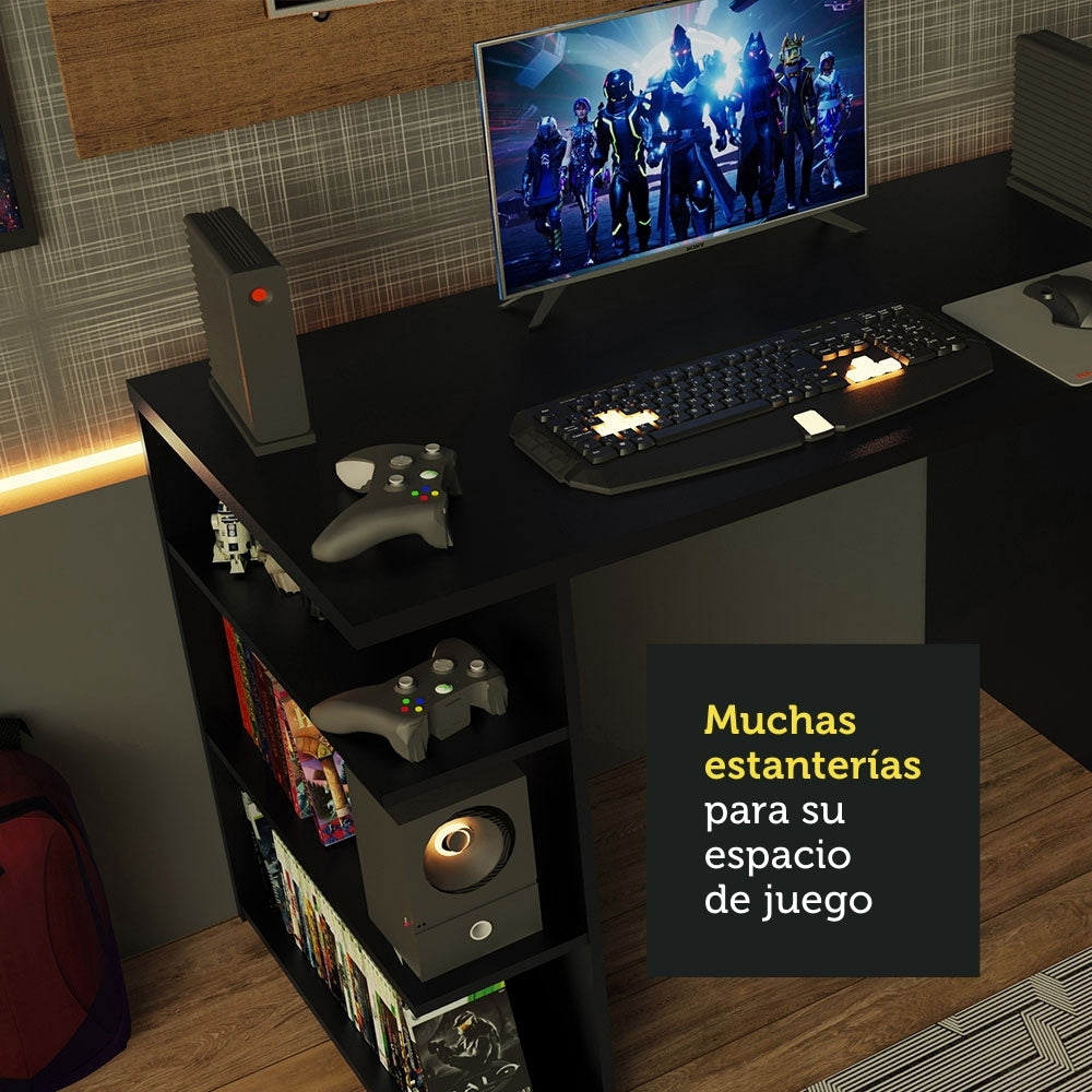 Escritorio Gamer Moderno + Panel para TV Hasta 50 Pulgadas