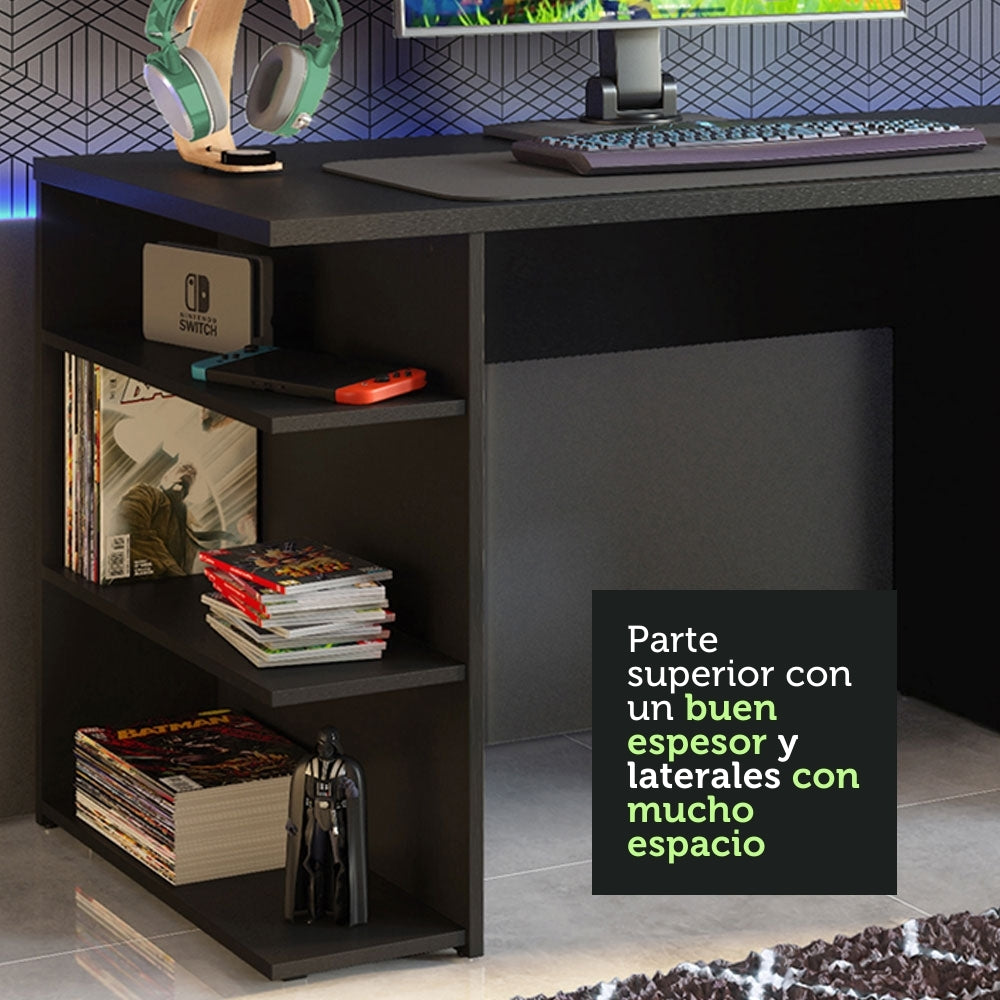 Escritorio Gamer Moderno + Panel para TV Hasta 65 Pulgadas