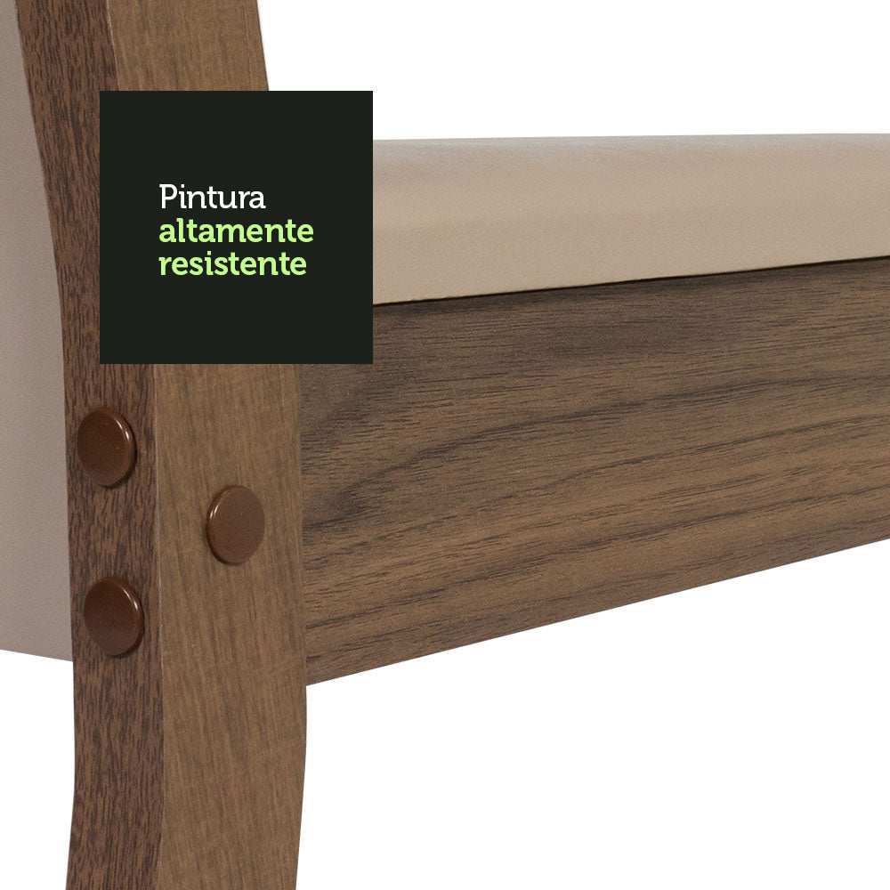 Juego de Comedor Claire con 4 Sillas Marrón/Crema/Beige
