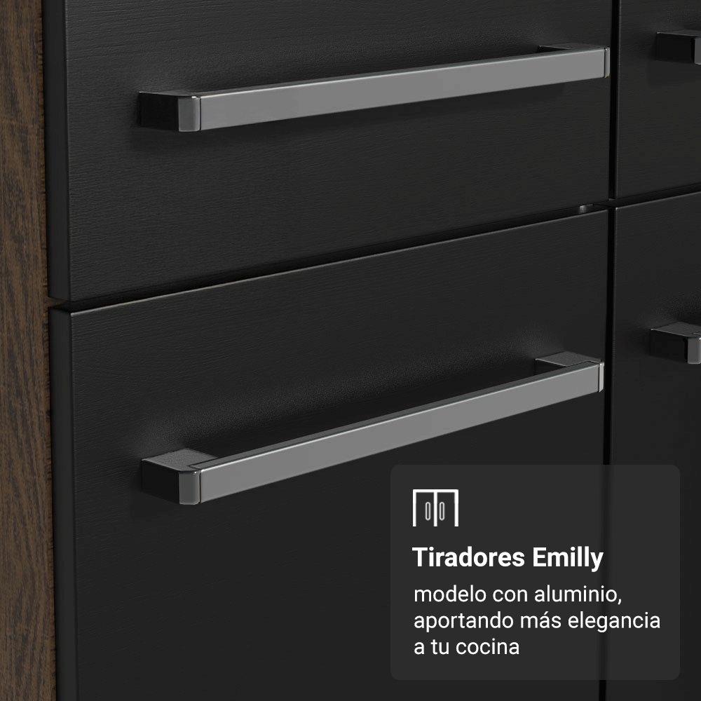 Kit Mueble de Cocina Bajo 1.05 m + Estante Organizador Multiuso 5 Niveles Marrón/Negro