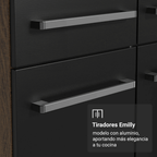 Kit Mueble de Cocina Bajo 1.05 m + Estante Organizador Multiuso 5 Niveles Marrón/Negro