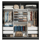 Clóset Reno 3 Puertas Corredizas con Espejos Negro/Blanco 180 cm x 205 cm x 54 cm