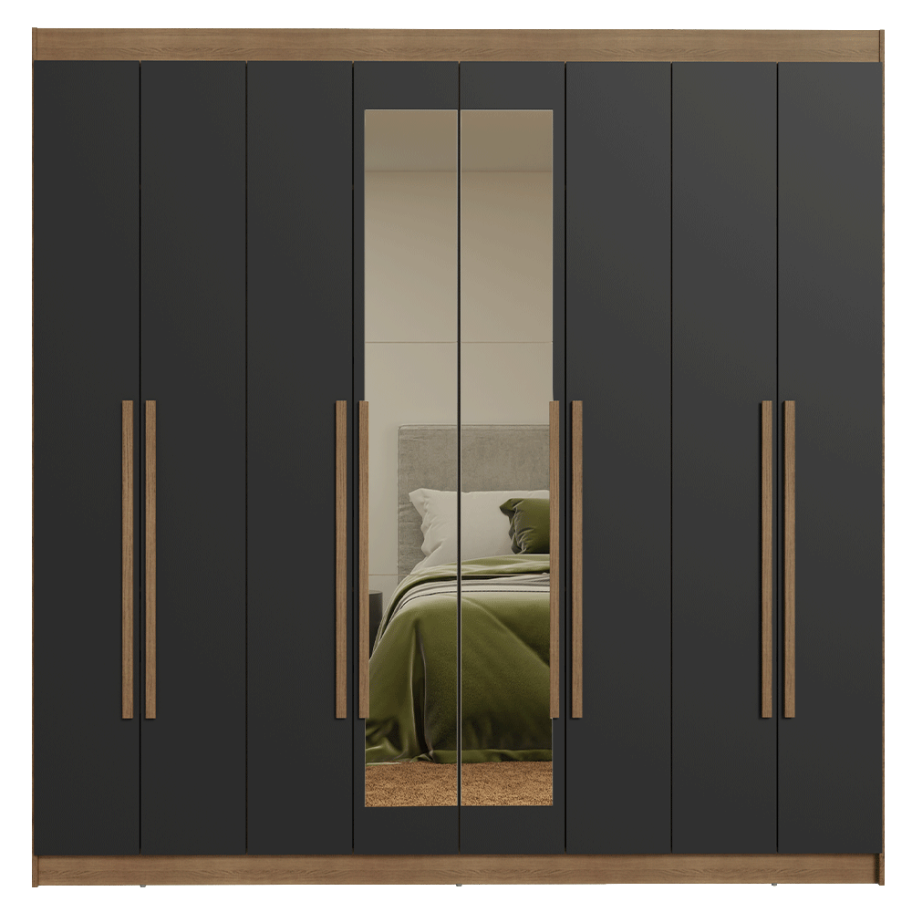 Closet Venus 8 Puertas 4 Cajones 2 Espejos MarrónNegro