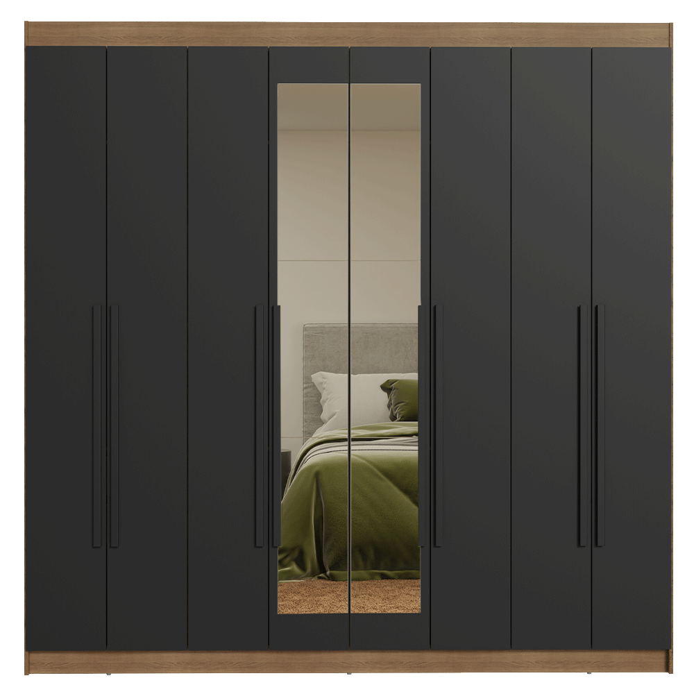 Closet Venus 8 Puertas 4 Cajones 2 Espejos MarrónNegro