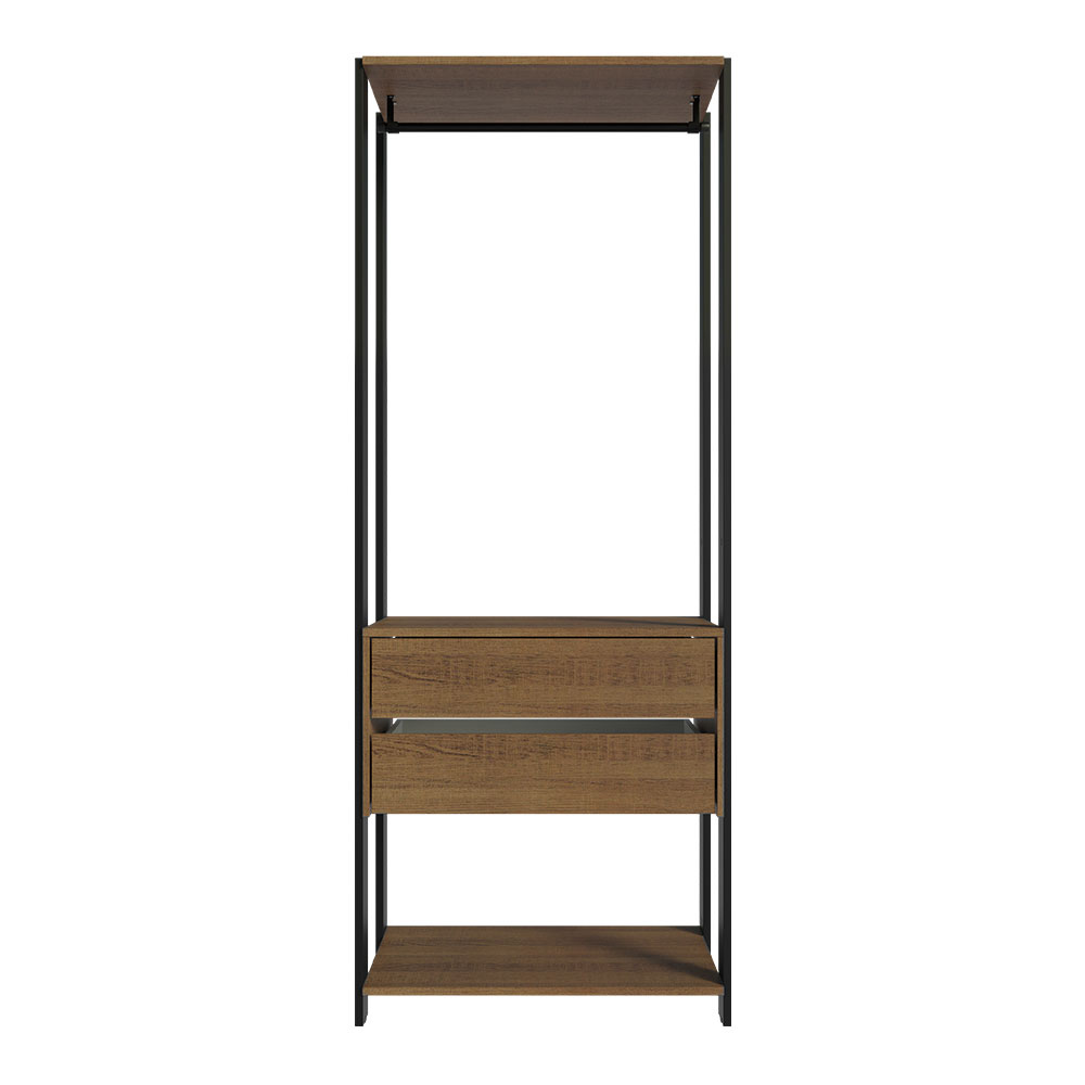 Clóset Abierto Valencia con 2 Cajones Marrón/Negro 180 cm x 70 cm