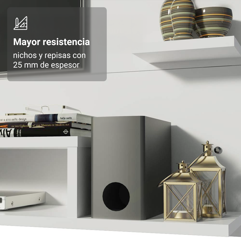 Centro de Entretenimiento Panel para TV Alfa Hasta 60 Pulgadas Blanco