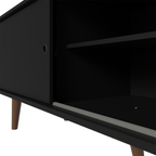 Centro de Entretenimiento Mesa para TV Dubai Hasta 65 Pulgadas Negro (Patas Marrón)