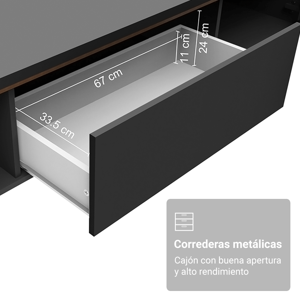 Centro de Entretenimiento Mesa para TV Reims Hasta 75 Pulgadas Negro