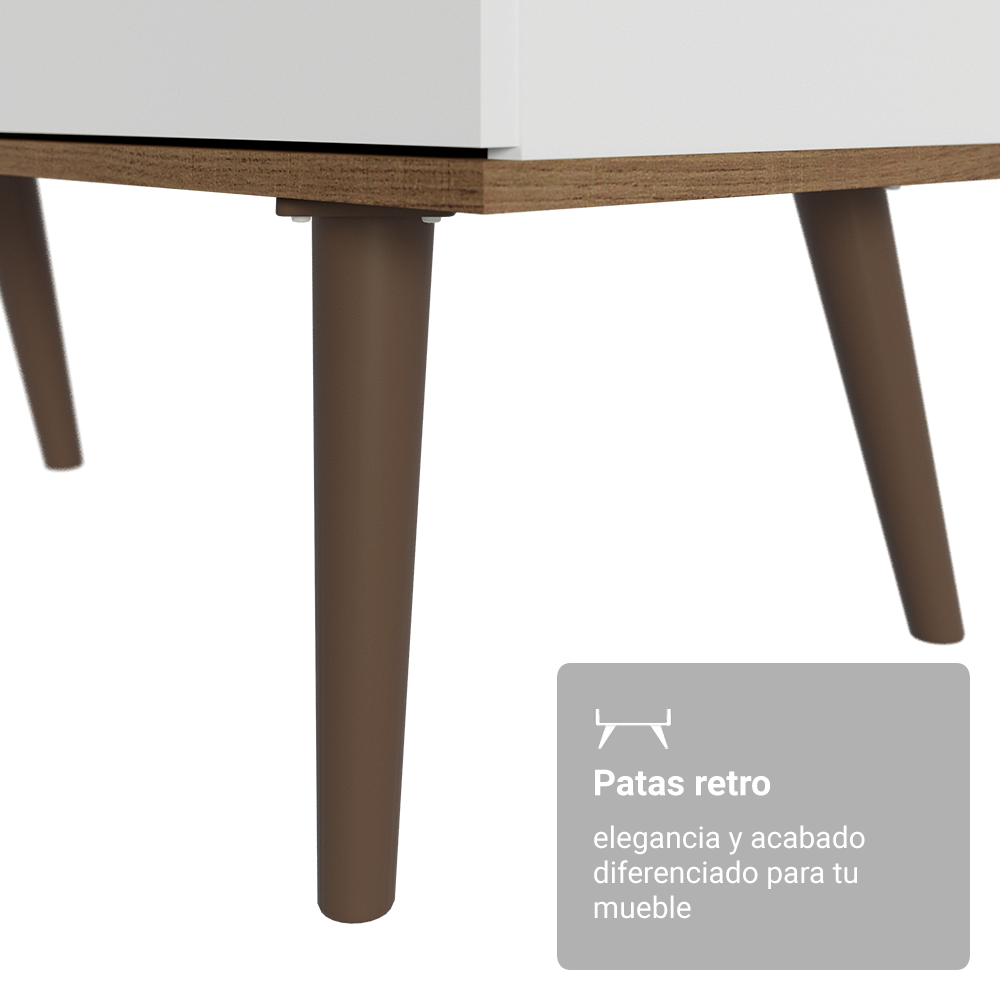 Escritorio Mesa de Oficina de Esquina Lisboa con 3 Cajones Patas y Nichos Blanco/Marrón