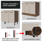 Gabinete Bajo de Lavaplatos 120cm 1 Puerta 2 Cajones Marrón/Crema (Sin Mesón y Sin Lavaplatos) Agata
