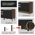 Gabinete Bajo de Lavaplatos 120cm 1 Puerta 2 Cajones Marrón/Negro (Sin Mesón y Sin Lavaplatos) Glamy