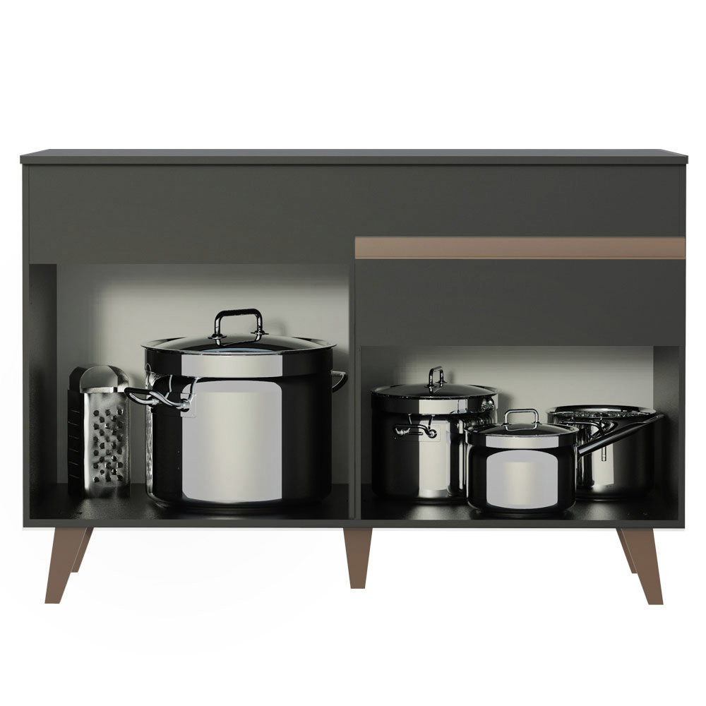 Mueble de Cocina Bajo Reims 1.20 m 2 Puertas 1 Cajón con Encimera Negro
