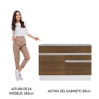 Mueble de Cocina Bajo Glamy 1.20 m 1 Puerta 2 Cajones con Encimera Blanco/Marrón