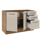 Mueble de Cocina Bajo Agata 1.20 m 2 Puertas 3 Cajones Marrón/Crema