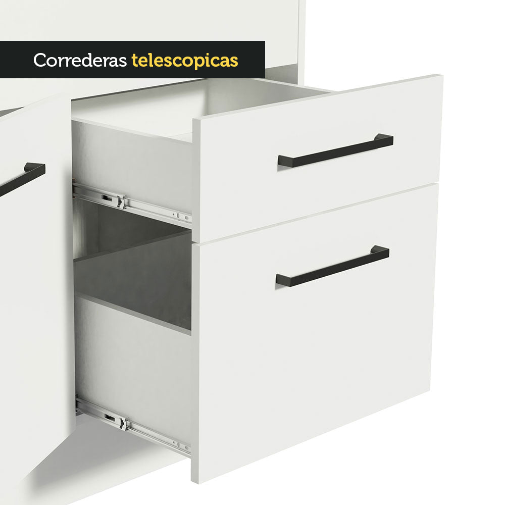 Mueble de Cocina Bajo Agata 1.50 m 2 Puertas 2 Cajones Blanco