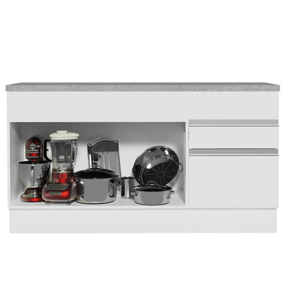 Mueble de Cocina Bajo Glamy 1.50 m 2 Puertas 2 Cajones con Encimera Blanco