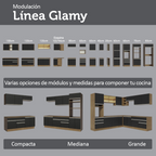 Mueble de Cocina Bajo de Esquina Glamy 1 Puerta Marrón/Negro