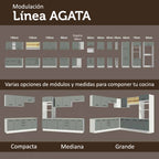 Mueble de Cocina Bajo Agata 80 cm 2 Puertas Blanco/Gris
