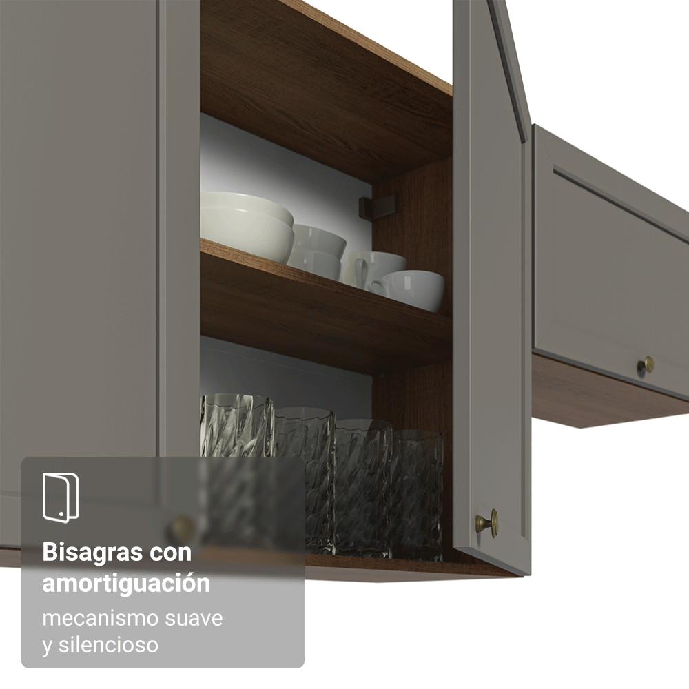 Mueble de Cocina Superior de Esquina Vik 1 Puerta Marrón/Gris