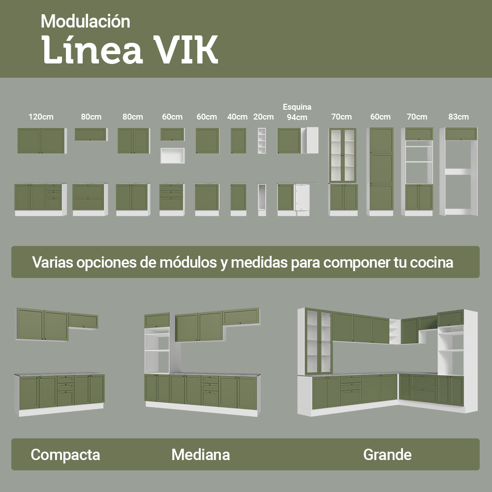 Mueble de Cocina Superior Vik 80 cm 1 Puerta Abatible Blanco/Verde