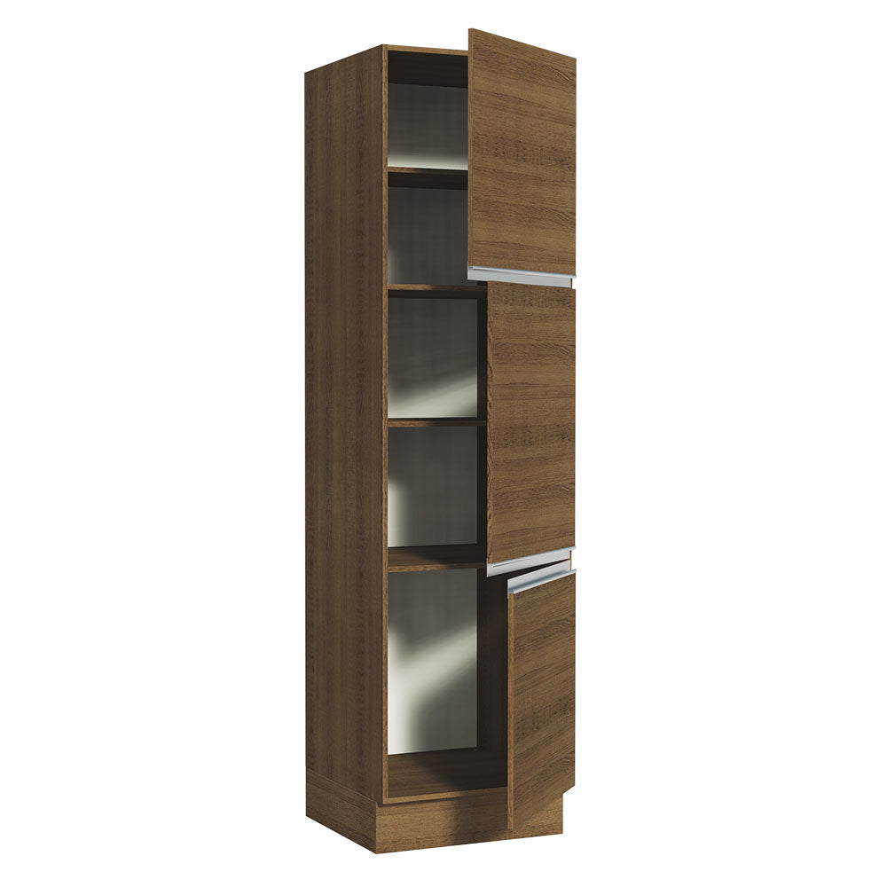 Mueble de Cocina Armario Vertical Glamy 3 Puertas Marrón