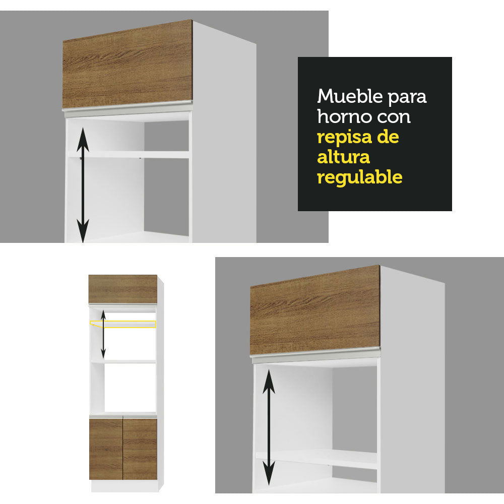 Mueble de Cocina para Hornos Glamy 70 cm Blanco/Marrón