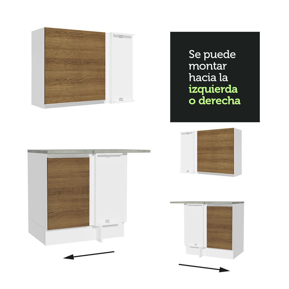 Cocina Integral de Esquina Glamy 3.50 m Blanco/Marrón 07