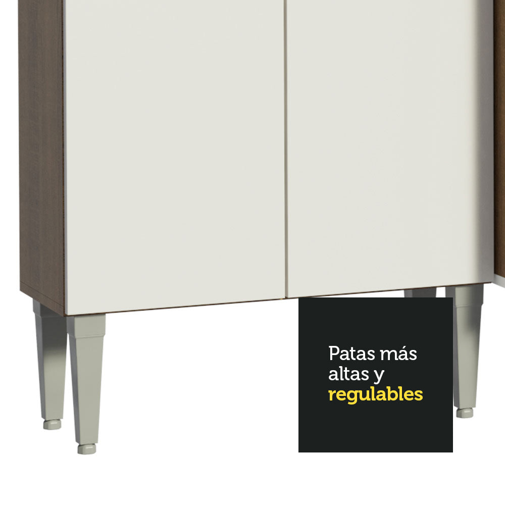 Cocina Integral Emilly 2.90 m con Mesón de Acero Marrón/Blanco 08