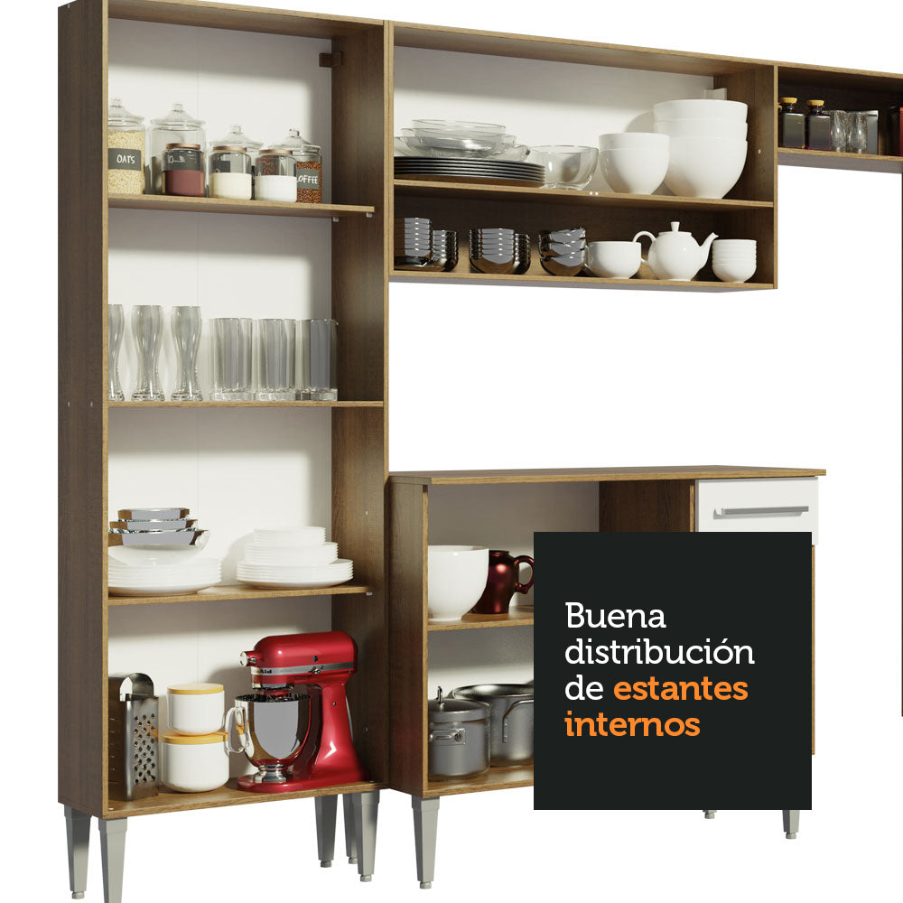 Cocina Integral Emilly 2.90 Metros Marrón/Blanco 10