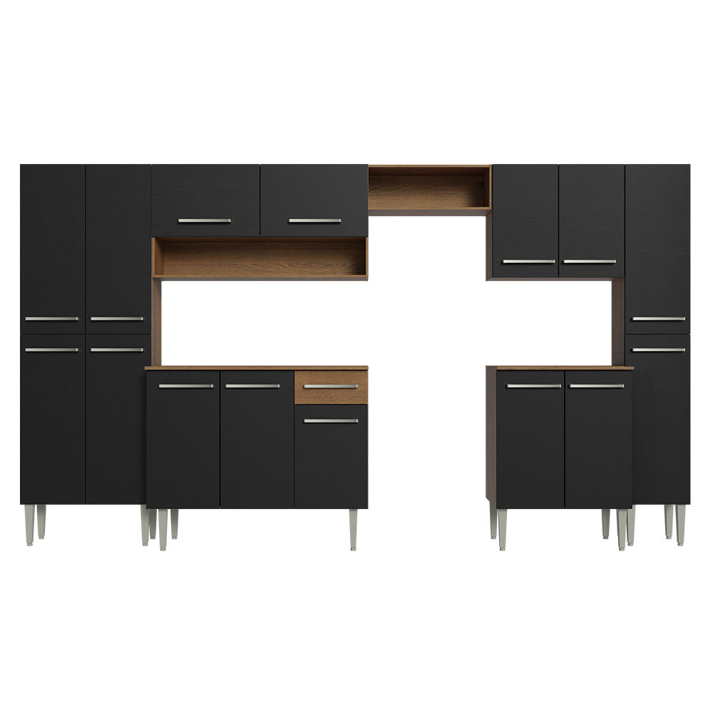Cocina Integral Emilly Joy 3.25 Metros Marrón/Negro