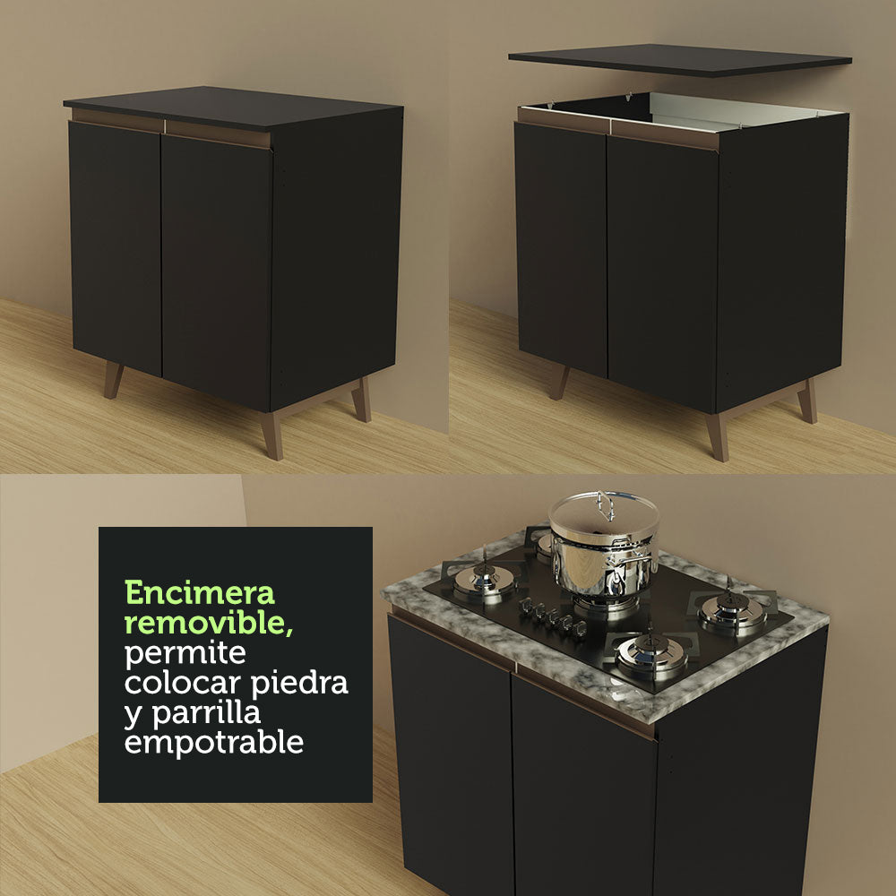 Cocina Integral Reims 3.20 m con Encimera Negro 02