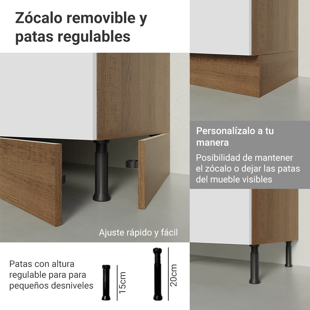Conjunto de Mueble para Baño Agata 1.20 m 3 Puertas 3 Cajones Marrón/Blanco