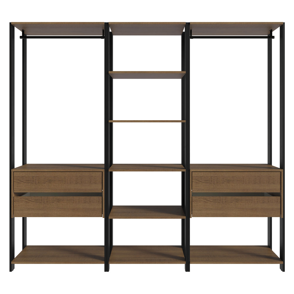 Clóset Modulado Abierto Valencia 180 cm x 199 cm x 45 cm Marrón/Negro 02