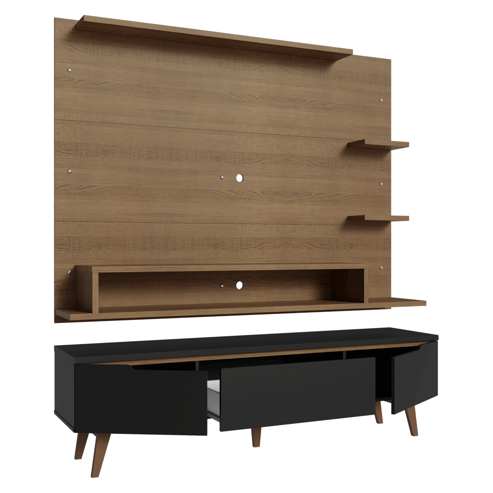 Centro de Entretenimiento para TV Reims Mesa y Panel Hasta 60 Pulgadas Marrón/Negro