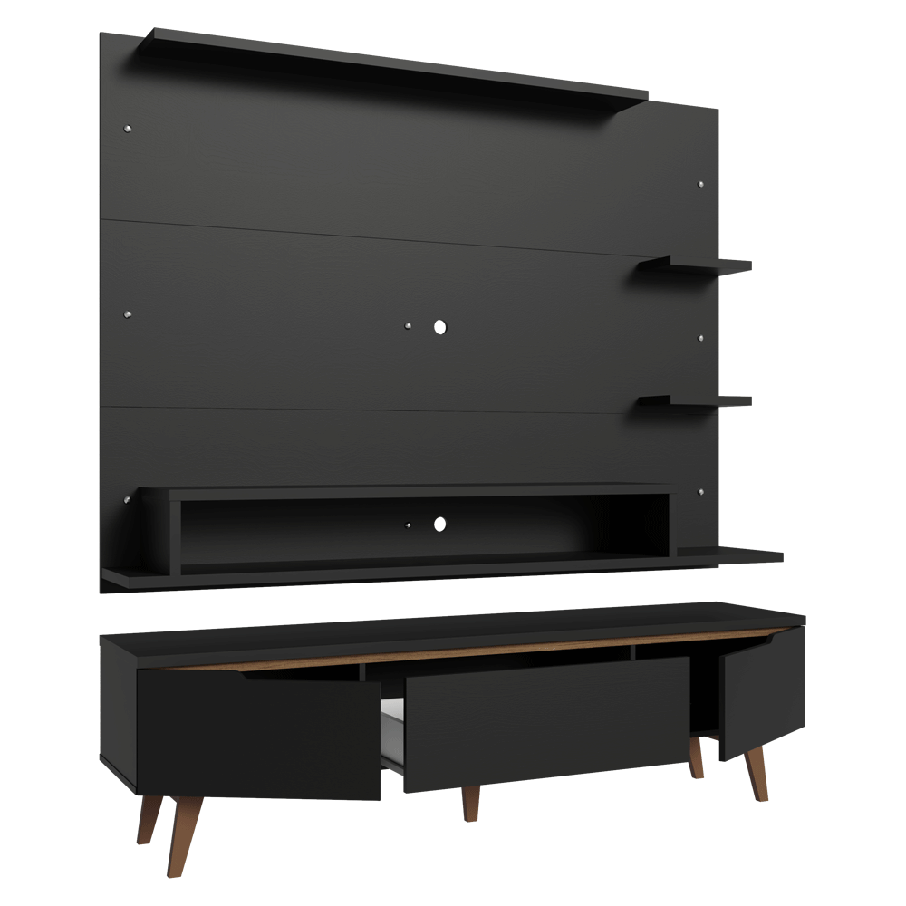 Centro de Entretenimiento para TV Reims Mesa y Panel Hasta 60 Pulgadas Negro
